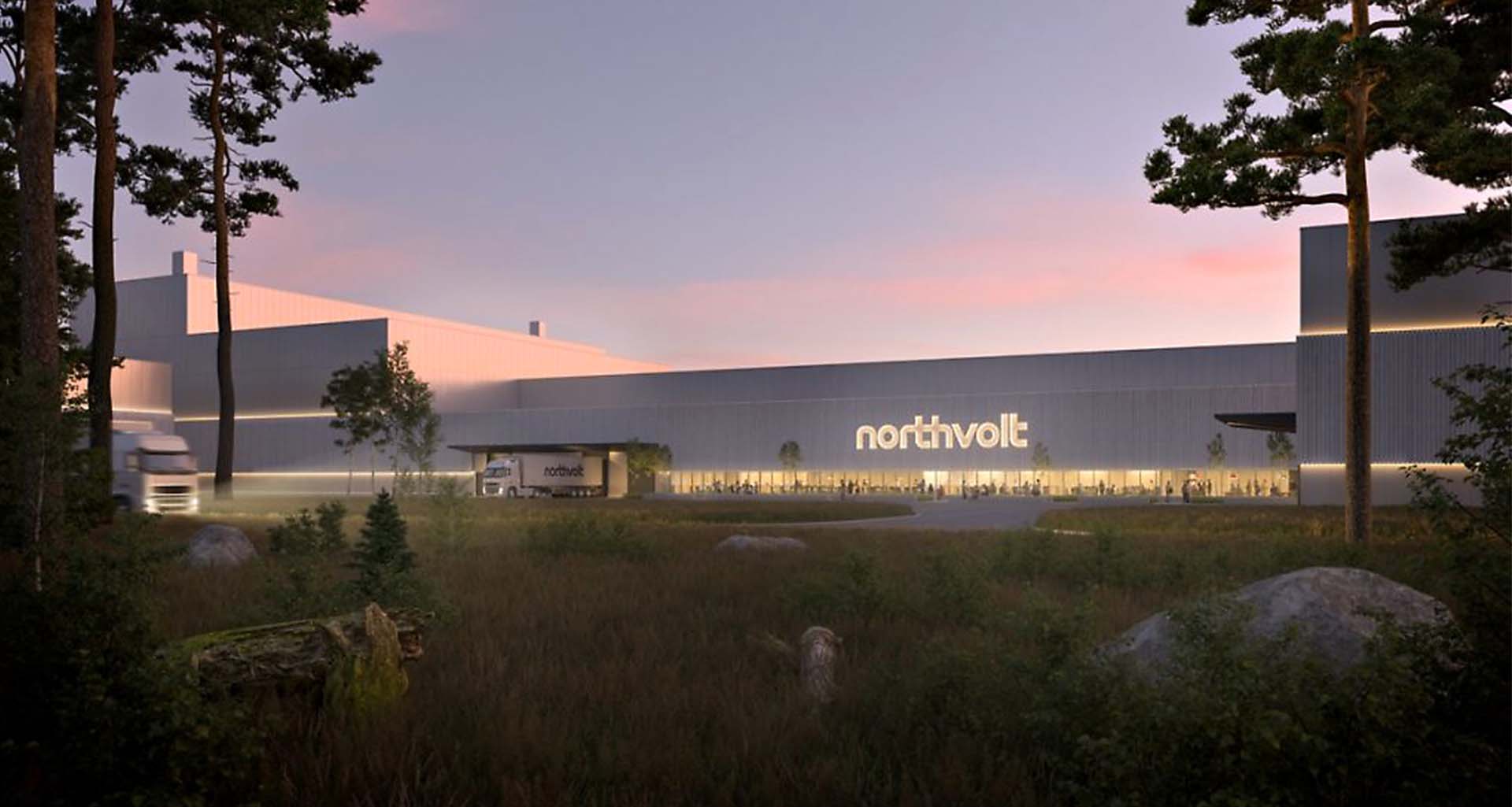 Vybild över Northvolts fabrik. Pressbild